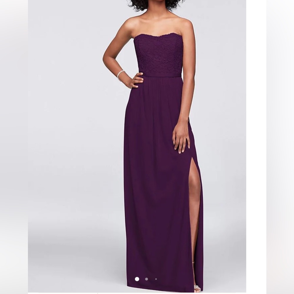 David's Bridal women's plum floor-length dress